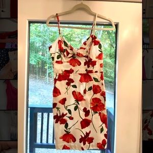 Gianni Bini Floral Red & White Mini Dress